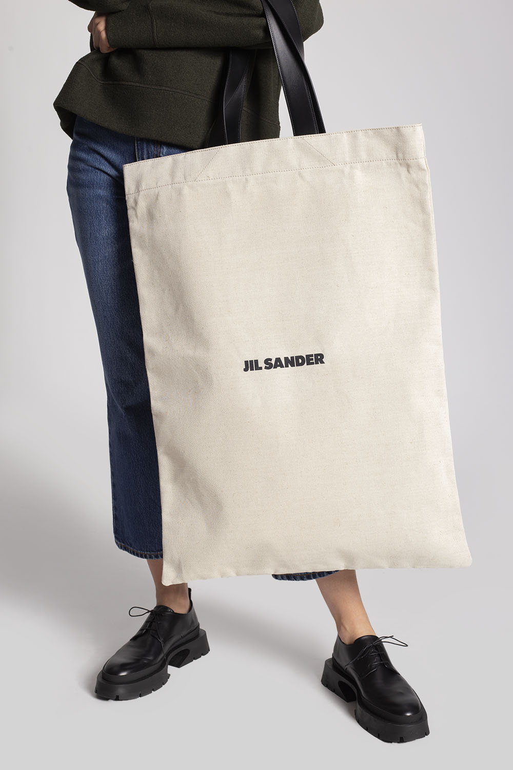 SchaferandweinerShops Palau Beige Shopper bag JIL SANDER Jil Sander large leather tote bag